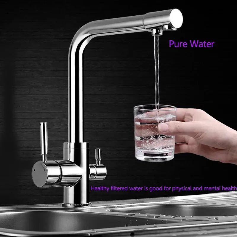 Chrome Dual Spout Pull-Down Kitchen Faucet