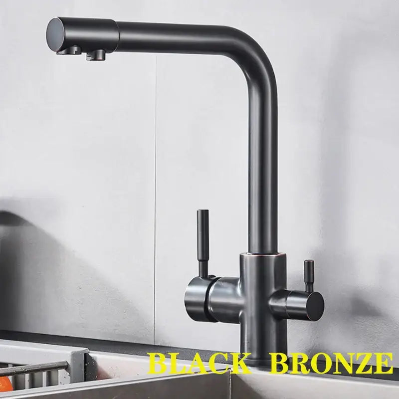 Chrome Dual Spout Pull-Down Kitchen Faucet