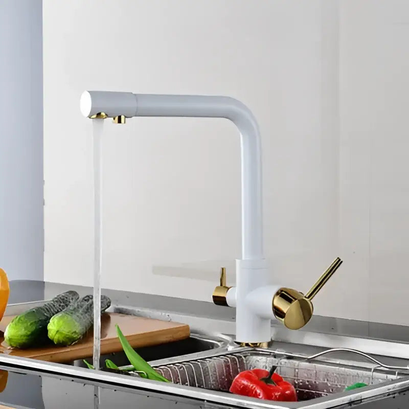 Chrome Dual Spout Pull-Down Kitchen Faucet