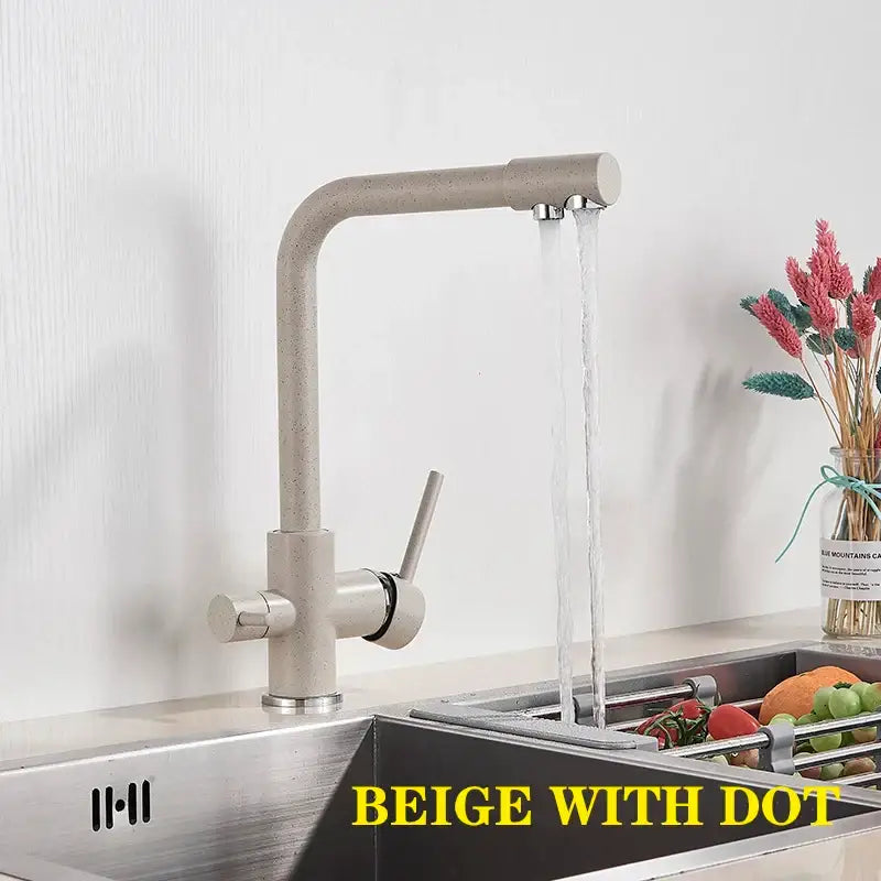 Chrome Dual Spout Pull-Down Kitchen Faucet