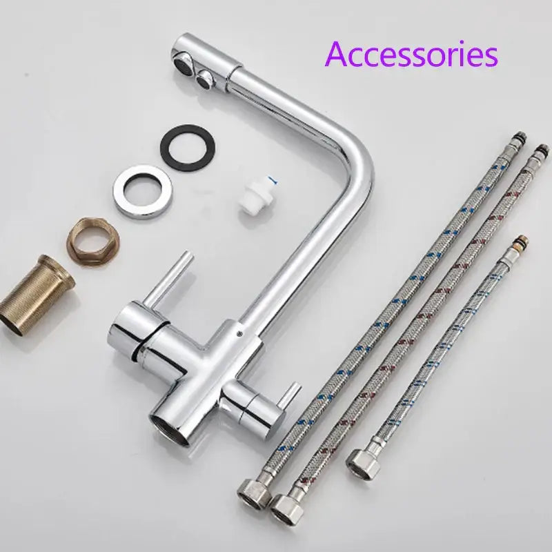 Chrome Dual Spout Pull-Down Kitchen Faucet