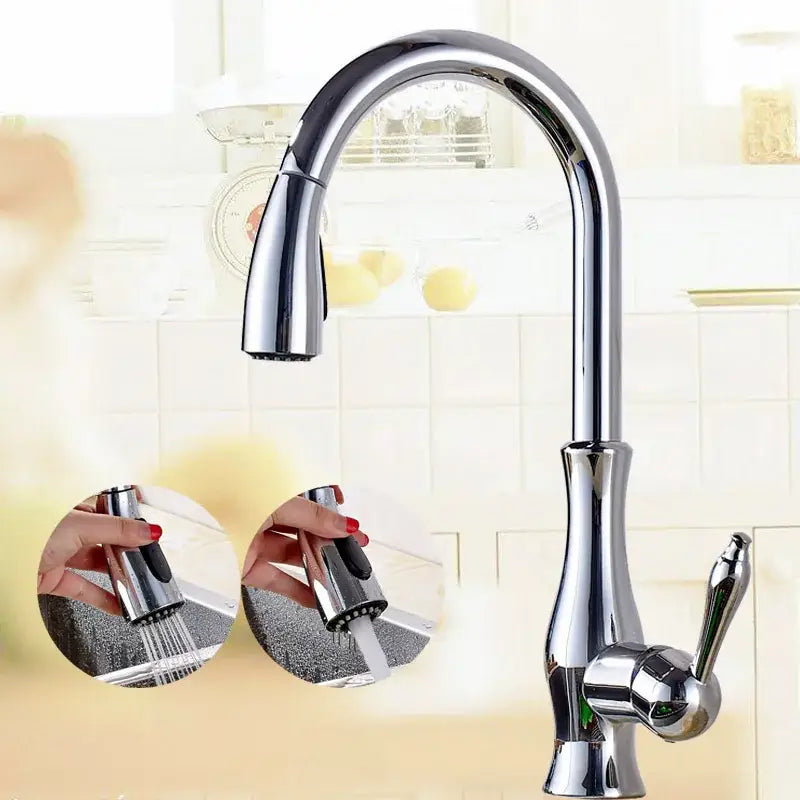 Gold Brass Kitchen Faucet with High Arch Sprayer