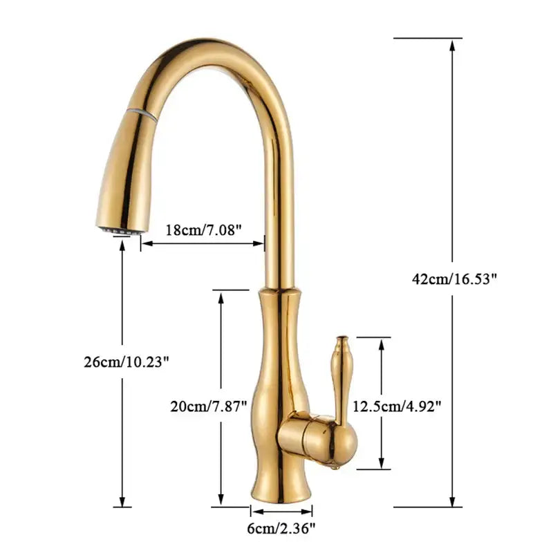 Gold Brass Kitchen Faucet with High Arch Sprayer