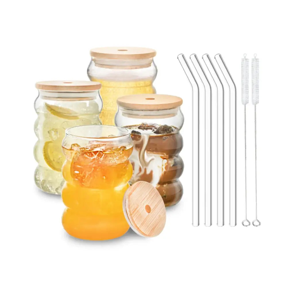 Glass Bamboo Lid Tumblers for Cocktails or Coffee