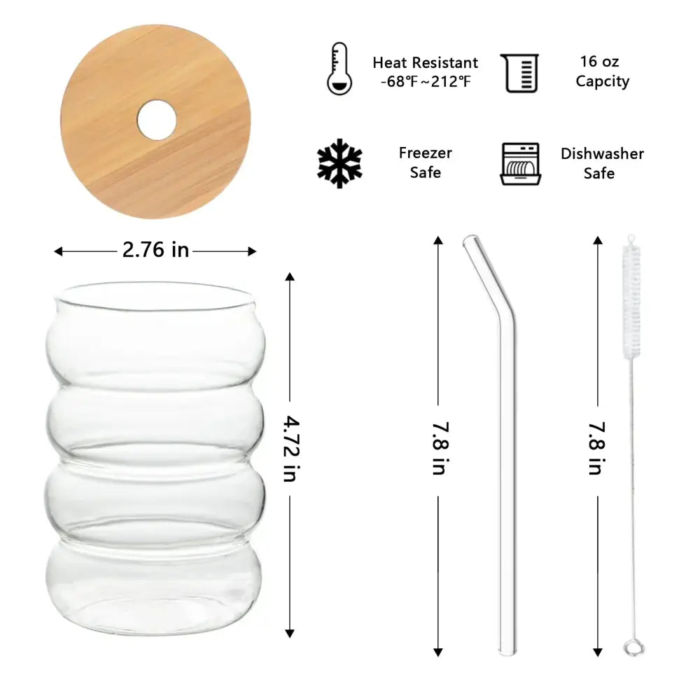 Glass Bamboo Lid Tumblers for Cocktails or Coffee
