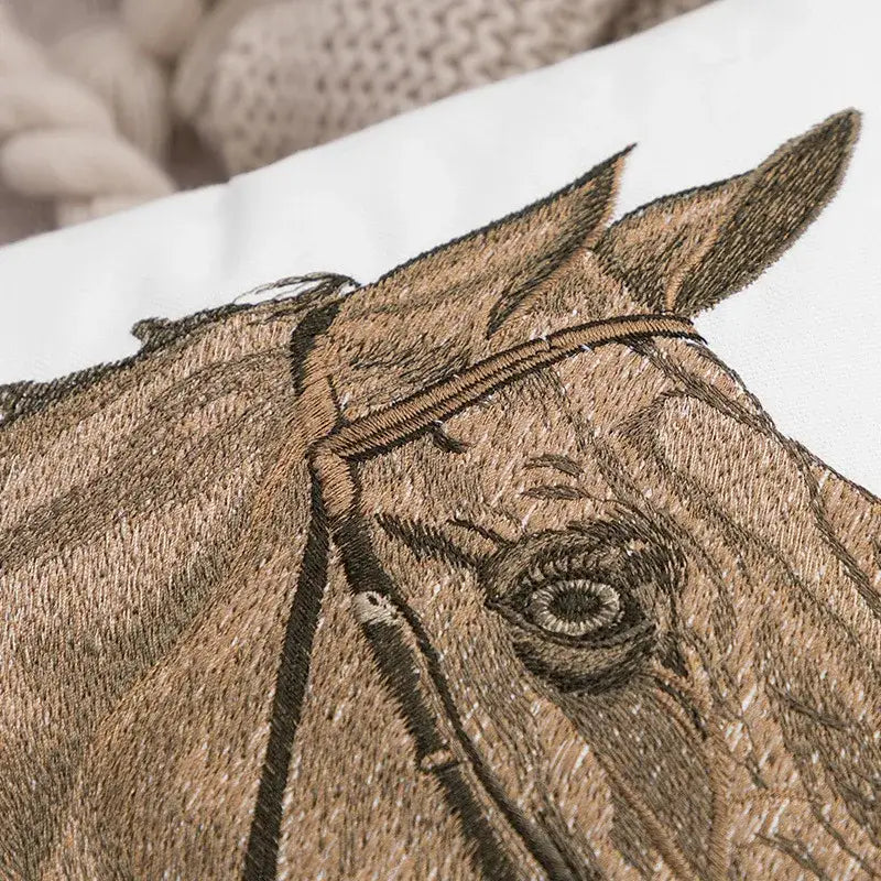 Brown Embroidery Pillowcase