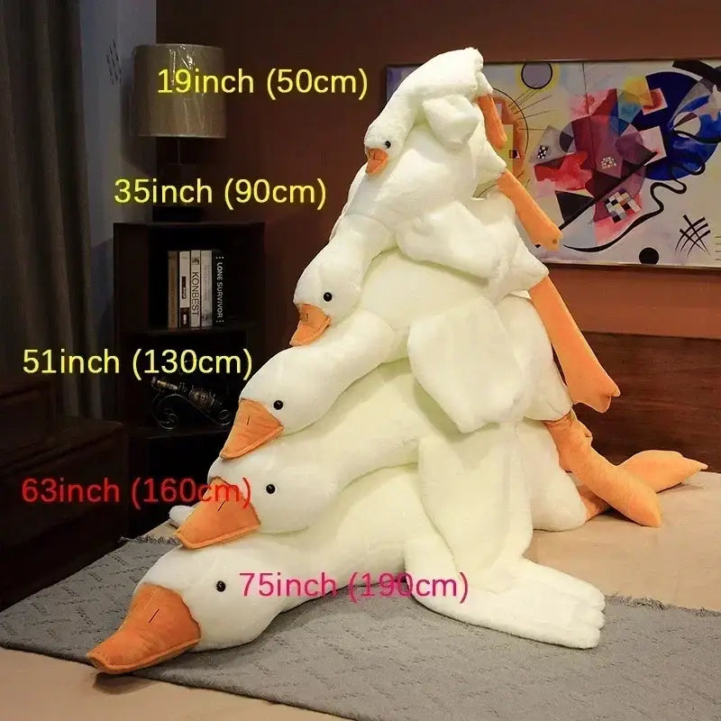 White Goose Body Pillow with Plush Polyester Fill
