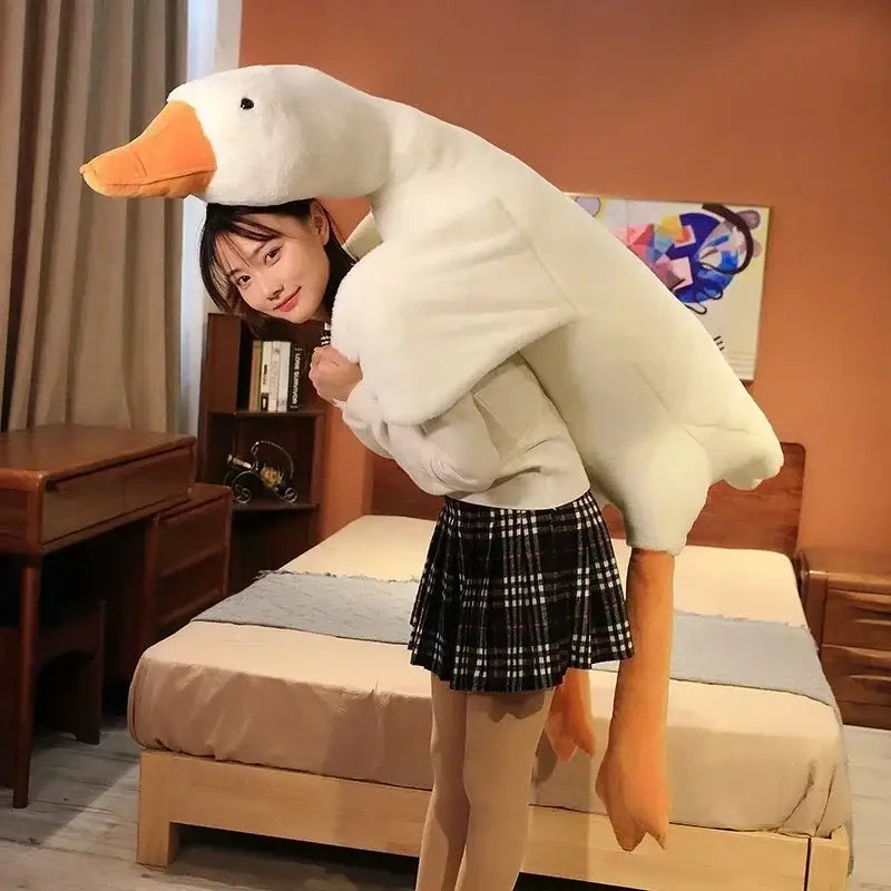 White Goose Body Pillow with Plush Polyester Fill