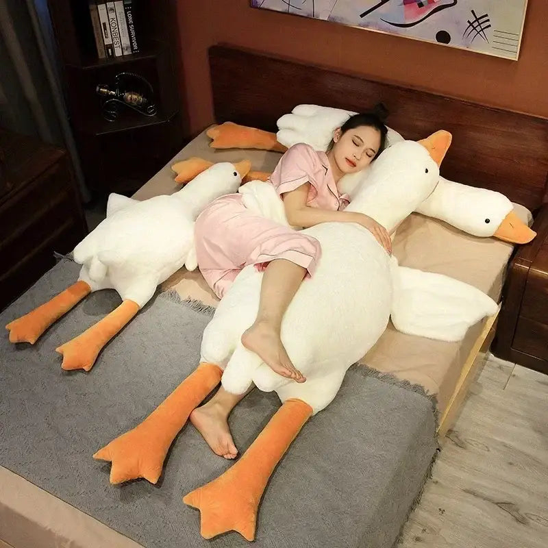 White Goose Body Pillow with Plush Polyester Fill
