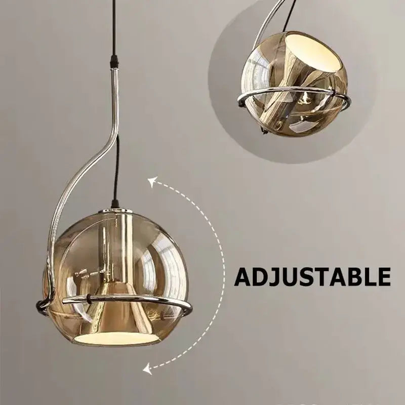 Amber Glass Chrome Chandelier