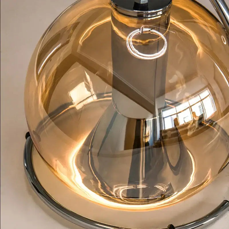 Amber Glass Chrome Chandelier