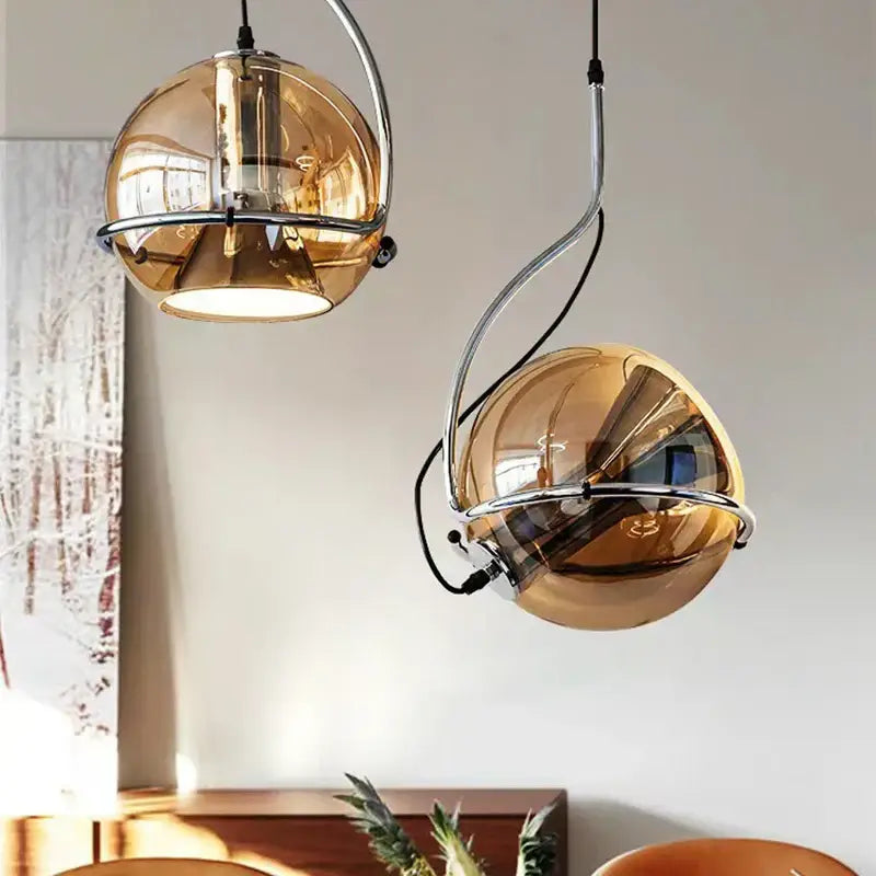 Amber Glass Chrome Chandelier