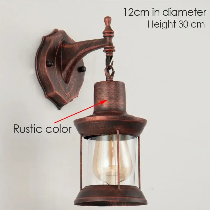 Brass Glass Wall Sconce with Lantern Design