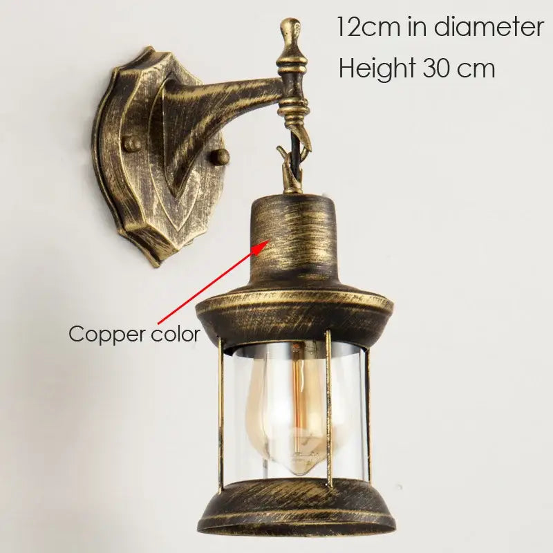 Brass Glass Wall Sconce with Lantern Design