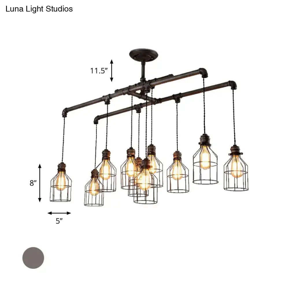 Bronze Water Pipe Ten-Light Pendant