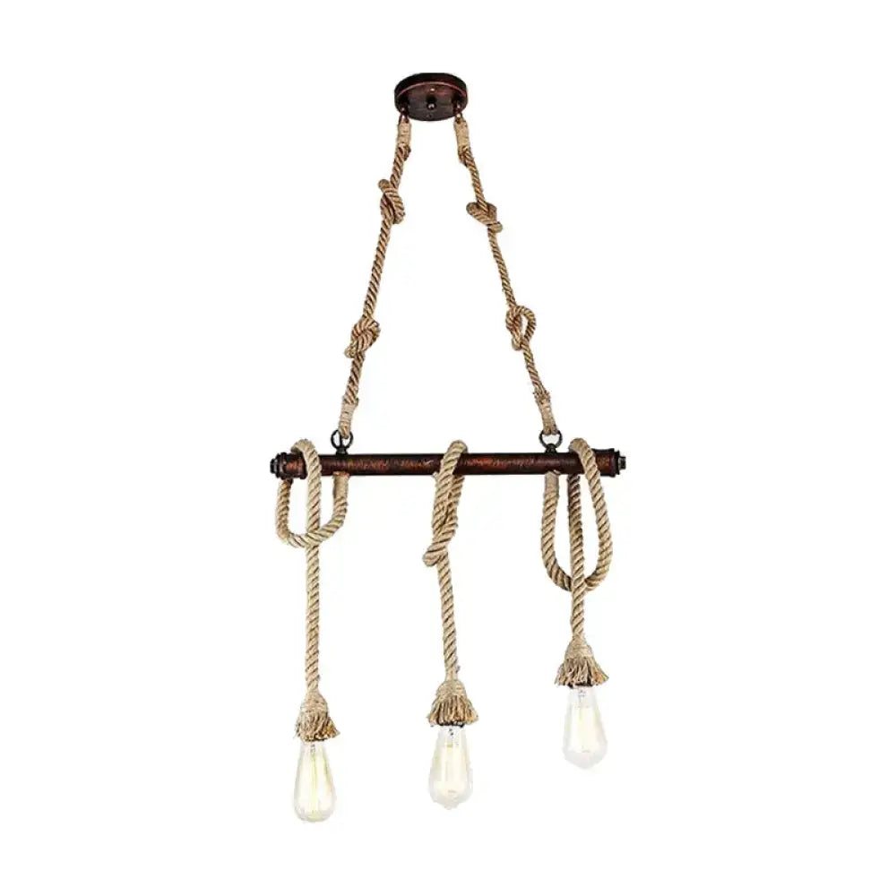 Beige Rope Open Bulb Five-Light Pendant