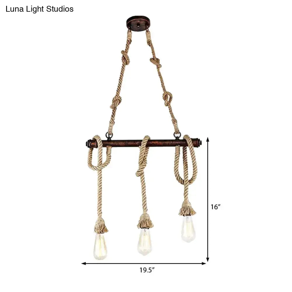 Beige Rope Open Bulb Five-Light Pendant