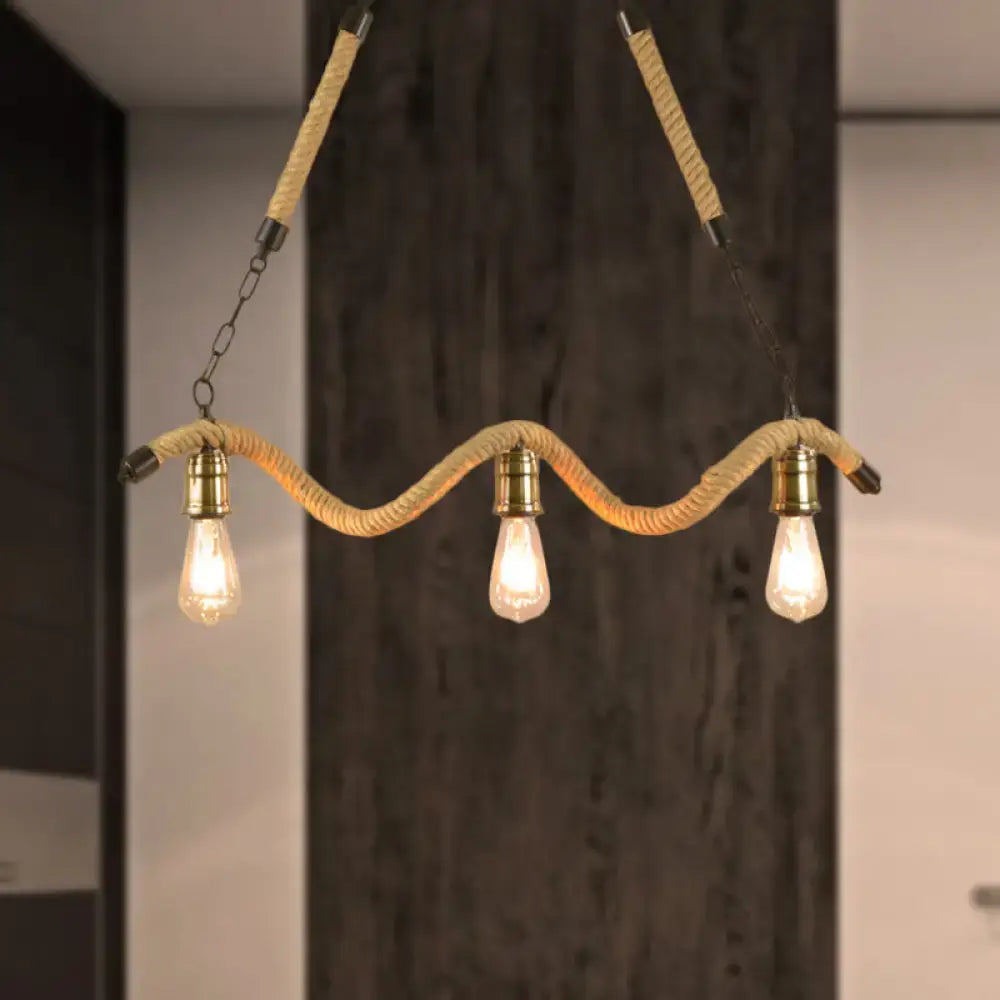Beige Rope Exposed Bulb Light