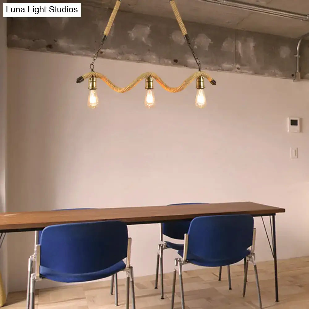 Beige Rope Exposed Bulb Light