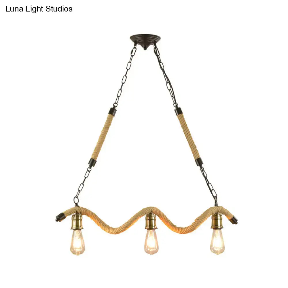 Beige Rope Exposed Bulb Light