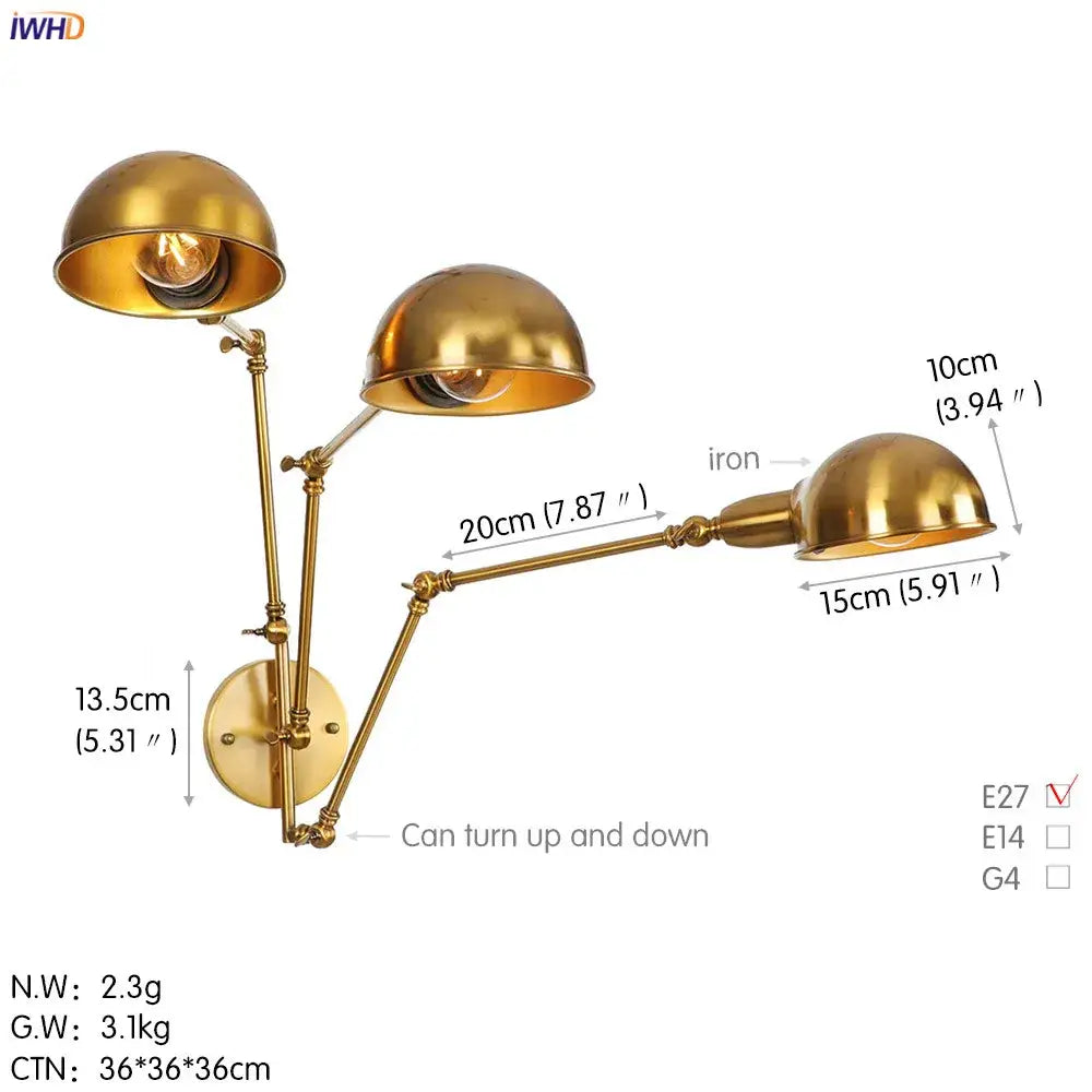 Black Adjustable Wall Sconce with Three Heads