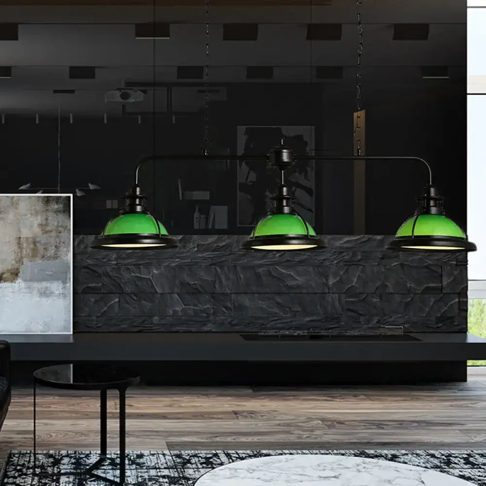 Green White Glass Retro Industrial Pendant