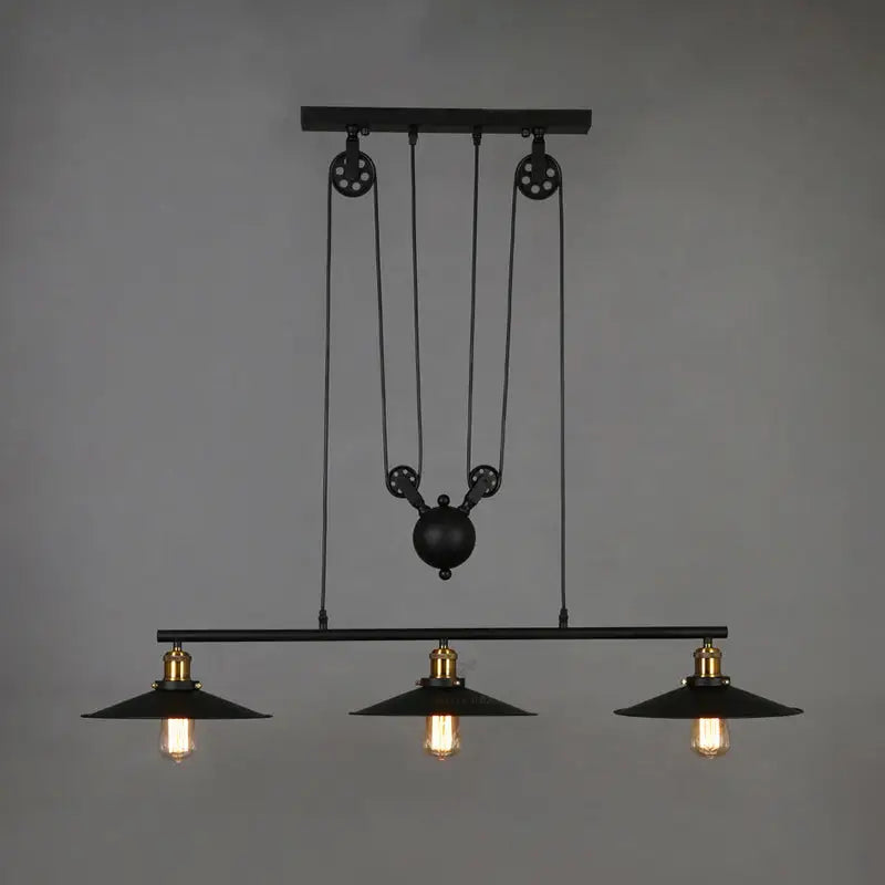 Black Pulley Pendant Light