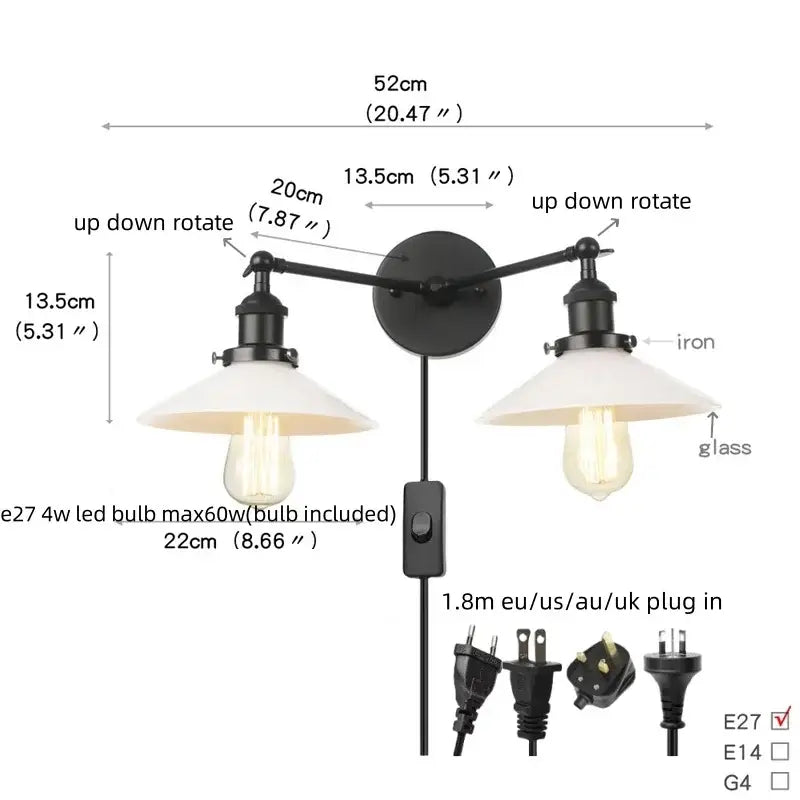 White Metal Wall Sconce with Dual Head Design