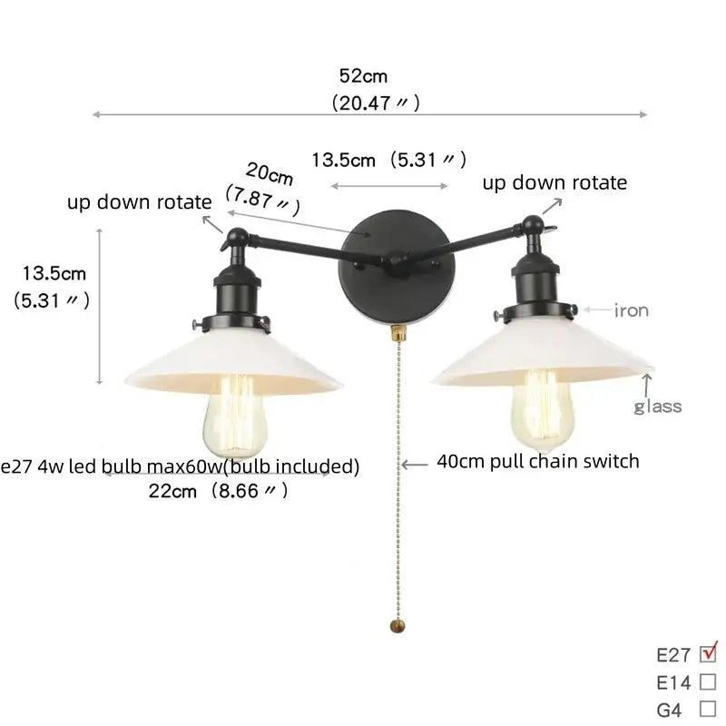 White Metal Wall Sconce with Dual Head Design