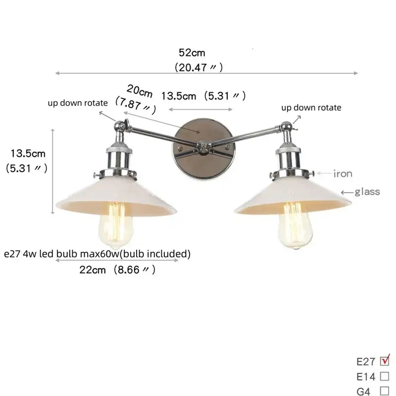 White Metal Wall Sconce with Dual Head Design