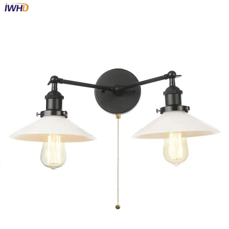 White Metal Wall Sconce with Dual Head Design