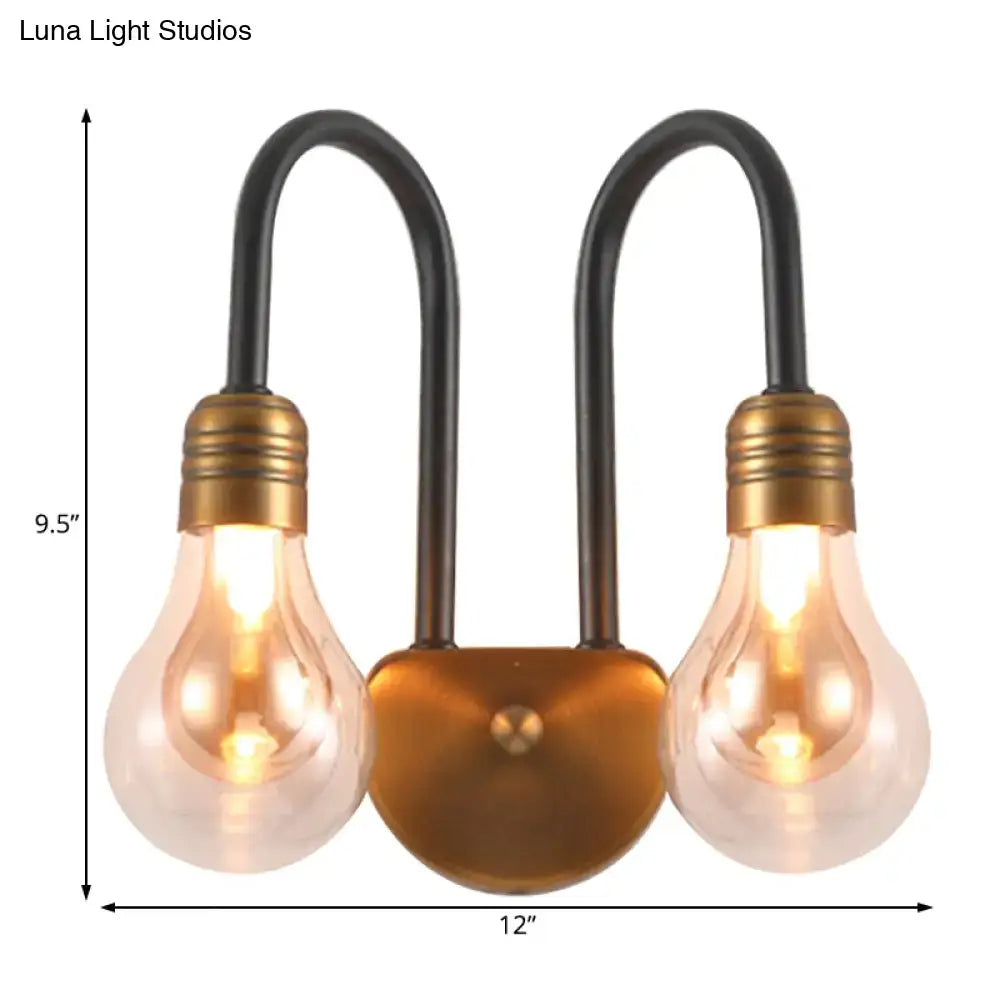 Brass Glass 3-Light Bedroom Wall Lamp