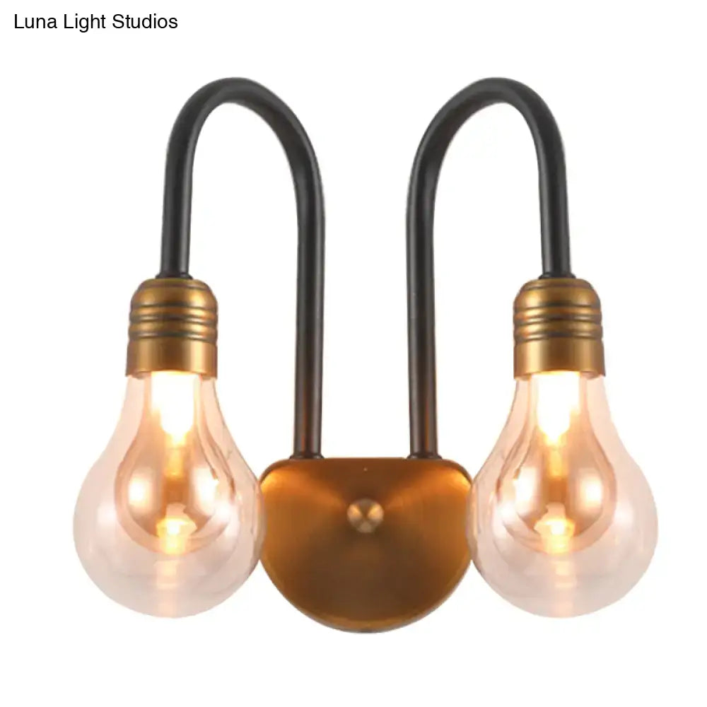 Brass Glass 3-Light Bedroom Wall Lamp