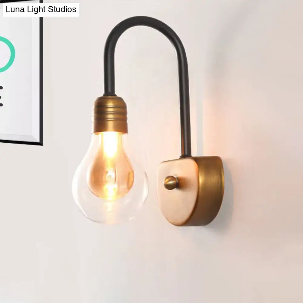 Brass Glass 3-Light Bedroom Wall Lamp
