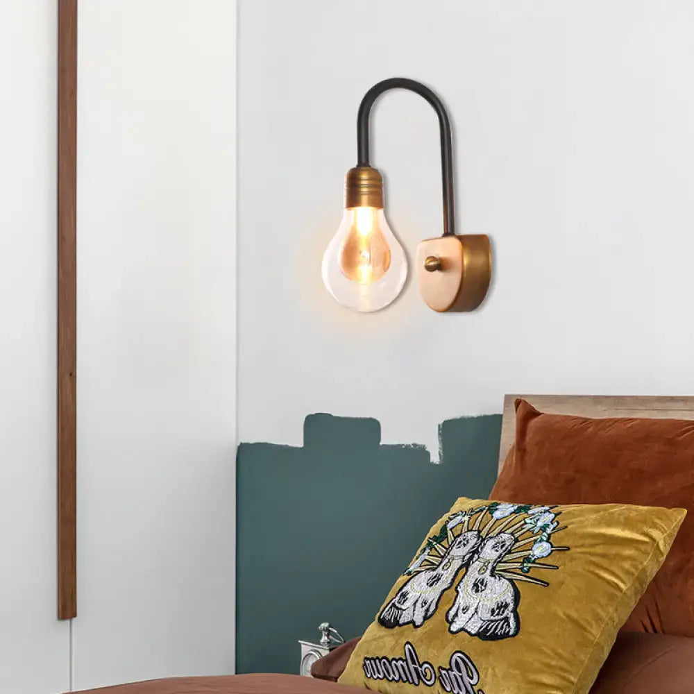 Brass Glass 3-Light Bedroom Wall Lamp
