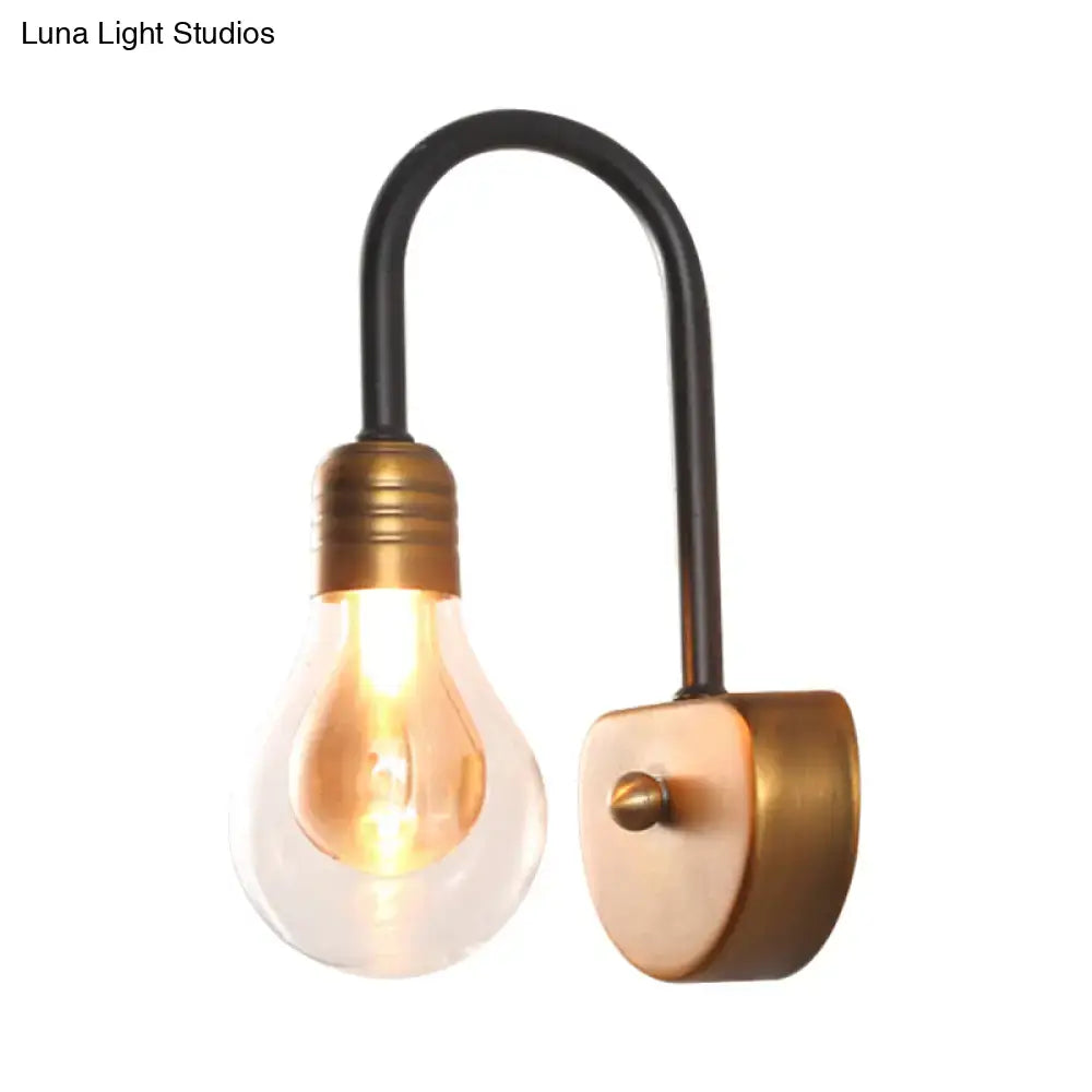 Brass Glass 3-Light Bedroom Wall Lamp