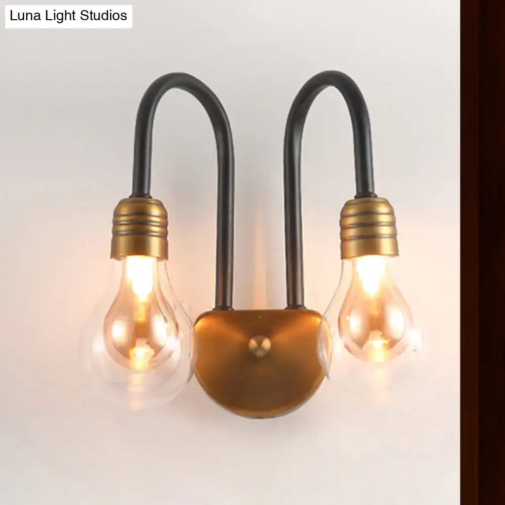 Brass Glass 3-Light Bedroom Wall Lamp