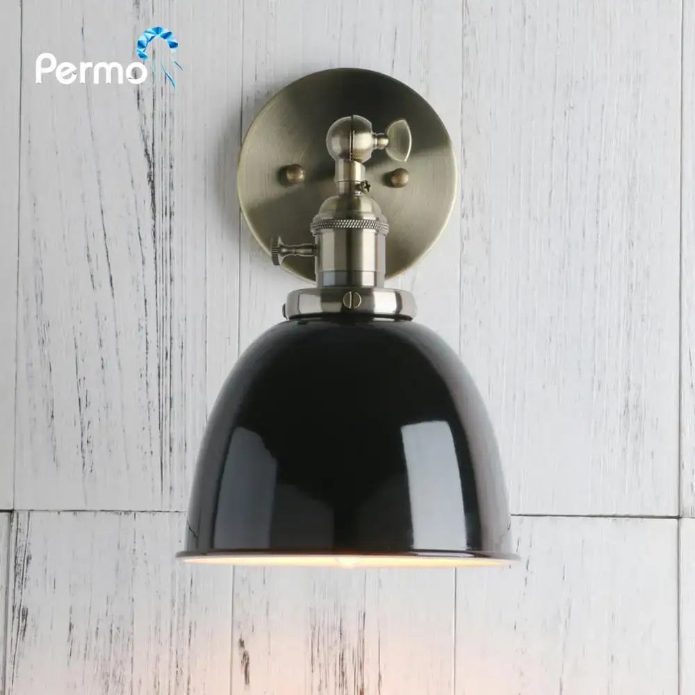 Black Adjustable Wall Sconce with Metal Lampshade