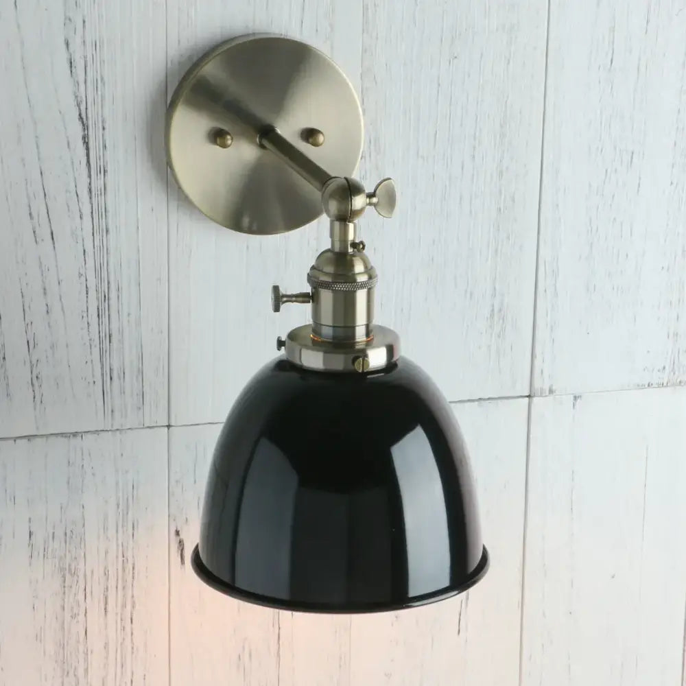 Black Adjustable Wall Sconce with Metal Lampshade