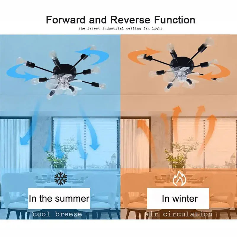 Black Industrial Ceiling Fan with Clear Blades