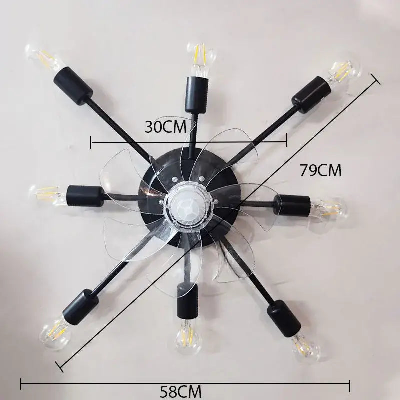 Black Industrial Ceiling Fan with Clear Blades