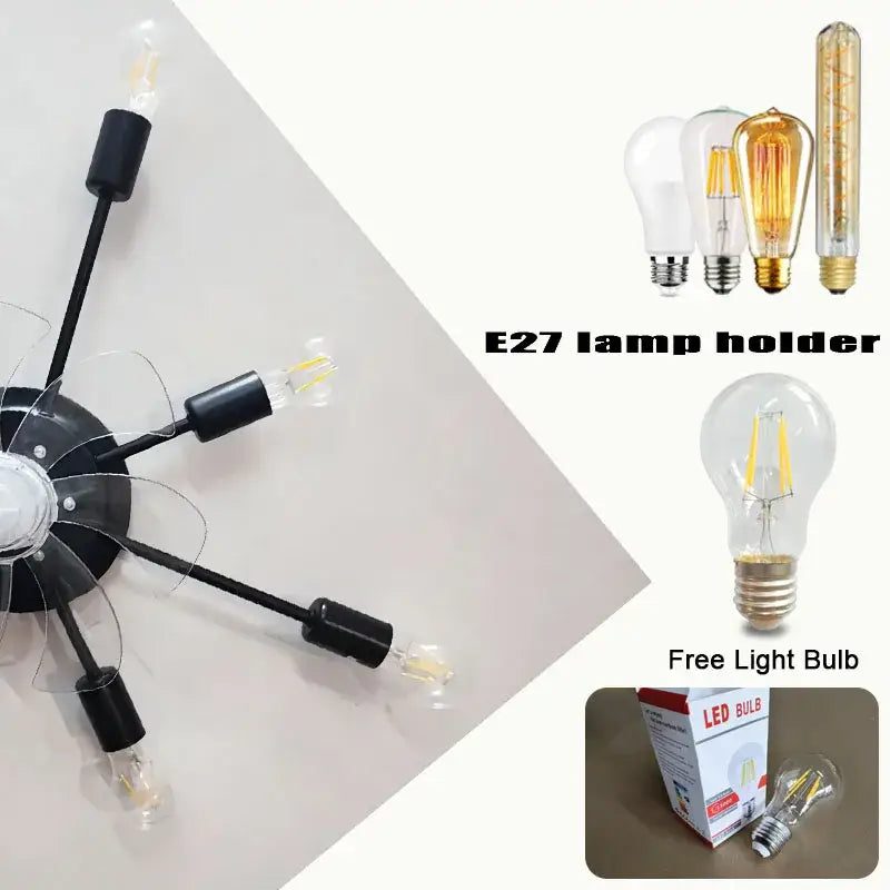 Black Industrial Ceiling Fan with Clear Blades