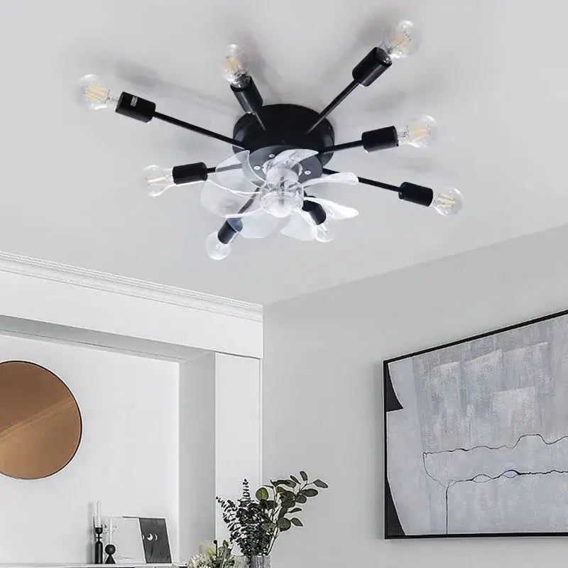 Black LED Ceiling Fan with Industrial Design