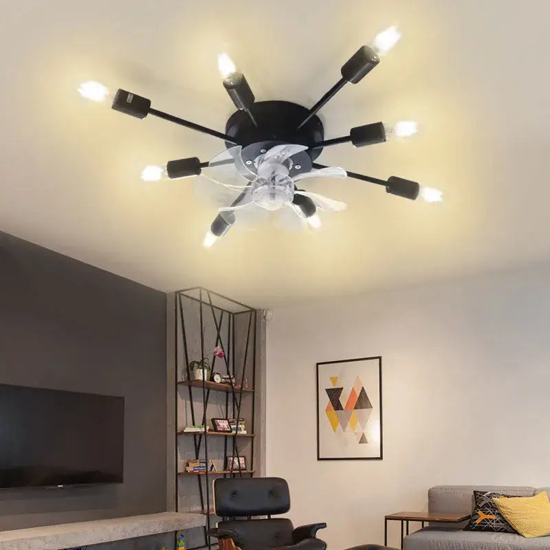 Black LED Ceiling Fan with Industrial Design