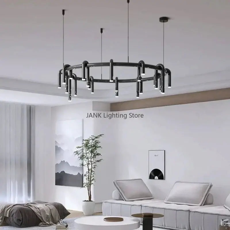 Black Circular Ring Chandelier