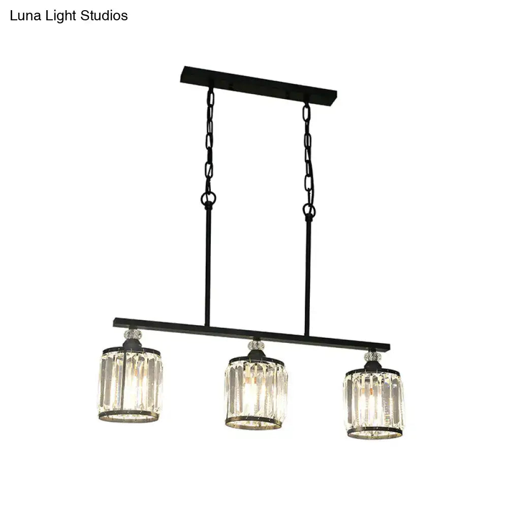 Black Crystal Industrial Cone Three-Light Pendant