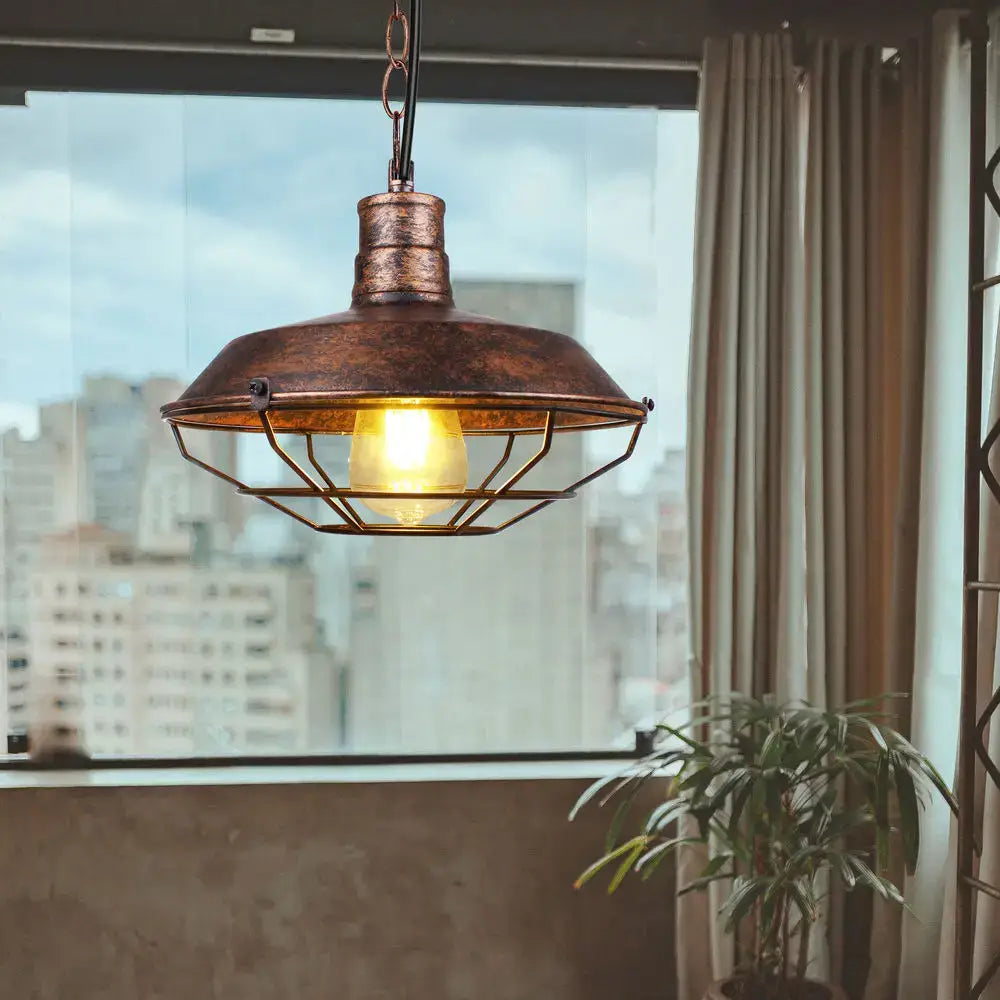 Copper Wire Cage Pendant Light