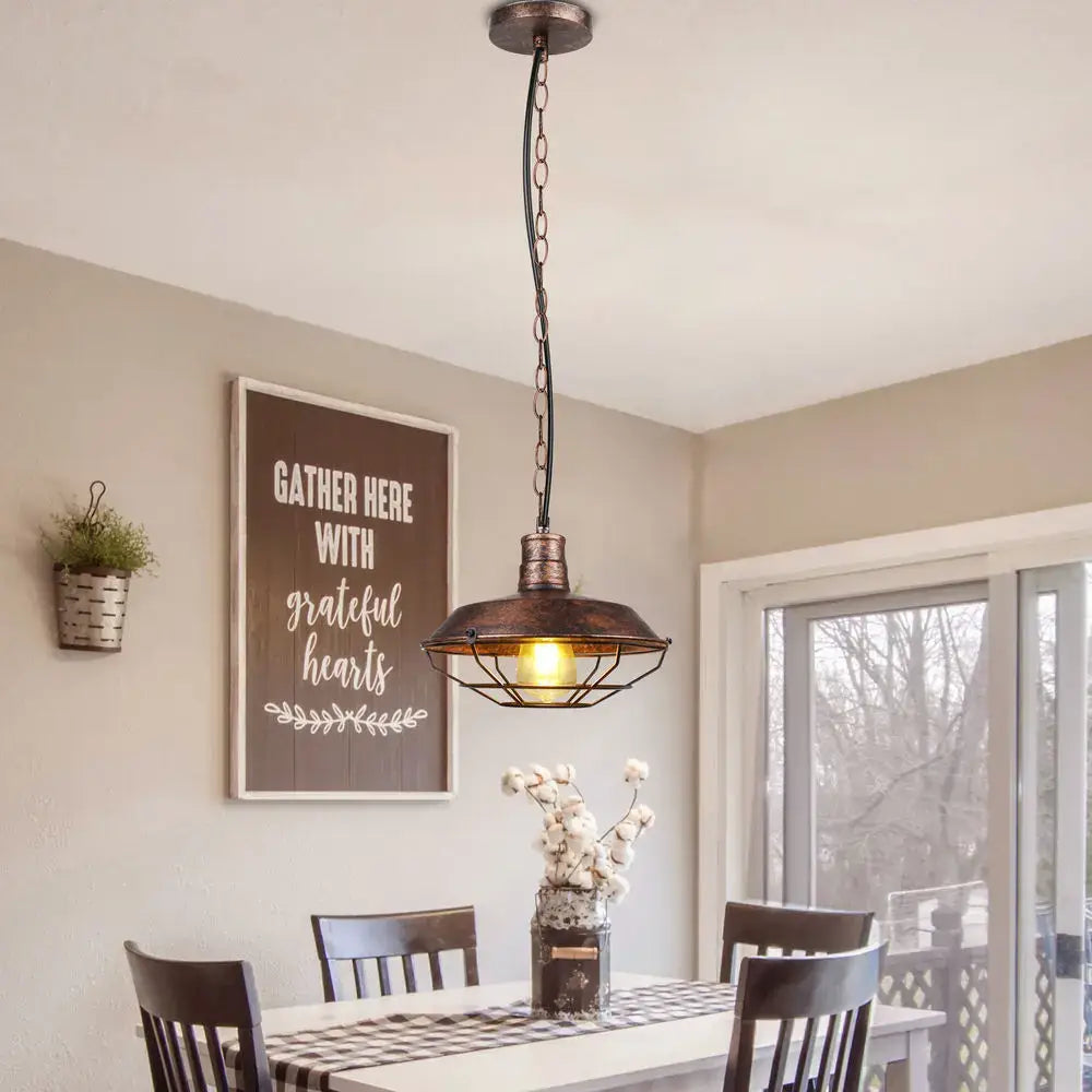 Copper Wire Cage Pendant Light