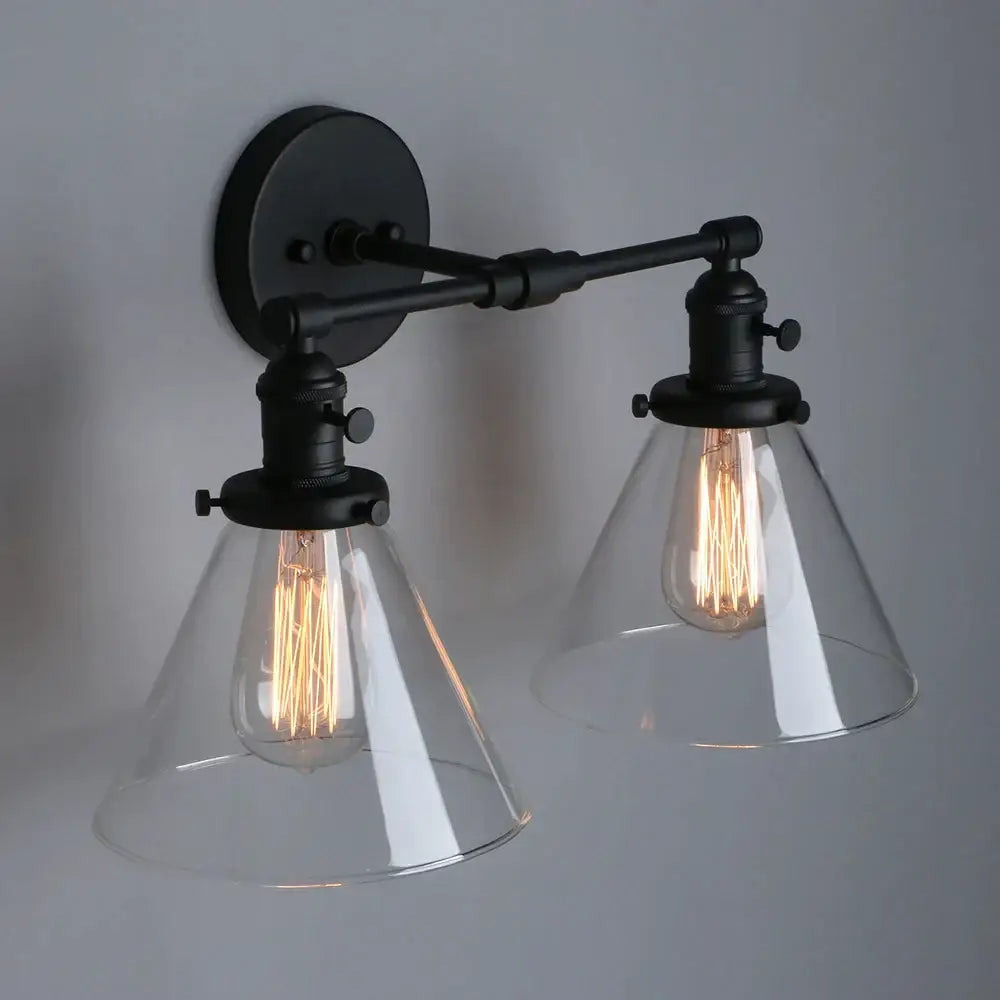 Black Double Cone Wall Sconce