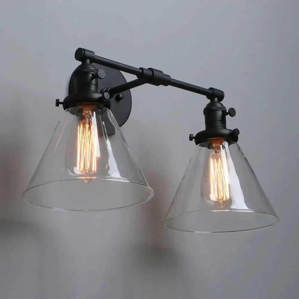 Black Double Cone Wall Sconce